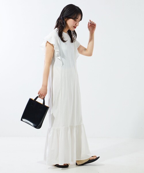 セール】限定展開 ピグメント 加工 ドッキング フリルワンピース  
