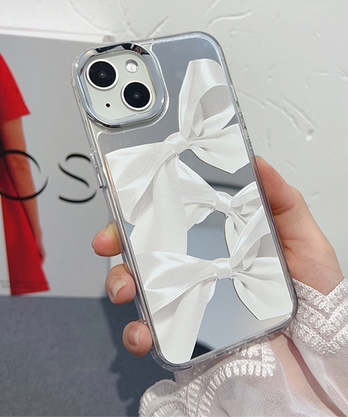 リボン ミラータイプ iPhoneカバー アイフォンケース ipc706