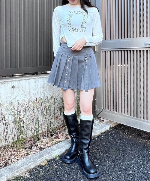 Figments（フィグメンツ）の「デザインプリーツミニスカート（スカート・レディース・グレー/ブラック・FREE）」の13枚目の写真