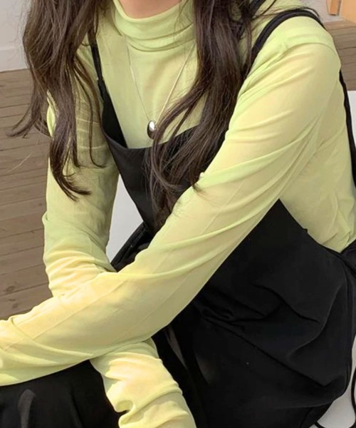 sevens（セブンズ）の「【sevens】ハイネックレイヤードトップス（Tシャツ/カットソー・レディース・サックスブルー/イエロー/グリーン/ピンク/ホワイト/ブラック/ブルー/オレンジ・FREE）」の4枚目の写真