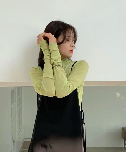 sevens（セブンズ）の「【sevens】ハイネックレイヤードトップス（Tシャツ/カットソー・レディース・サックスブルー/イエロー/グリーン/ピンク/ホワイト/ブラック/ブルー/オレンジ・FREE）」の14枚目の写真