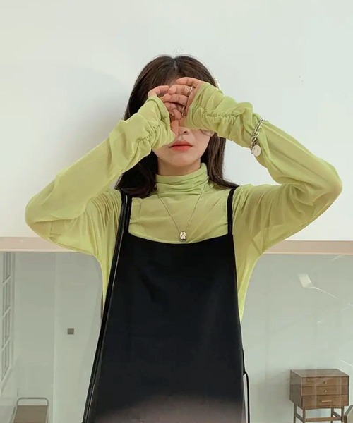 sevens（セブンズ）の「【sevens】ハイネックレイヤードトップス（Tシャツ/カットソー・レディース・サックスブルー/イエロー/グリーン/ピンク/ホワイト/ブラック/ブルー/オレンジ・FREE）」の13枚目の写真