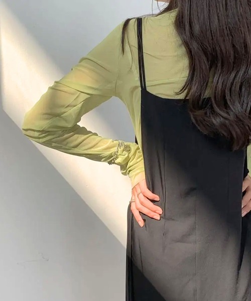 sevens（セブンズ）の「【sevens】ハイネックレイヤードトップス（Tシャツ/カットソー・レディース・サックスブルー/イエロー/グリーン/ピンク/ホワイト/ブラック/ブルー/オレンジ・FREE）」の11枚目の写真