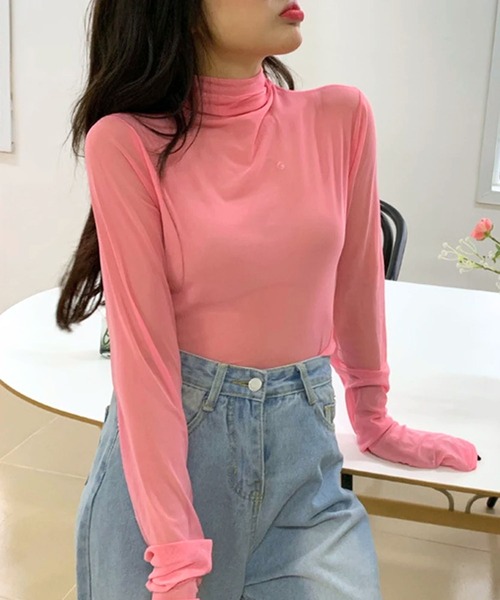 sevens（セブンズ）の「【sevens】ハイネックレイヤードトップス（Tシャツ/カットソー・レディース・サックスブルー/イエロー/グリーン/ピンク/ホワイト/ブラック/ブルー/オレンジ・FREE）」の18枚目の写真