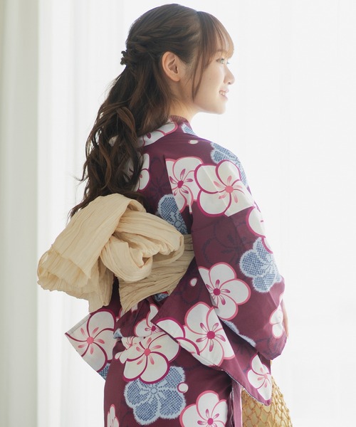 CELEN（セレン）の「【1人で着られる浴衣4点セット】浴衣・兵児帯・腰紐2本《粋な涼風浴衣》（浴衣・レディース・その他5/その他4/その他7/その他6/その他1/その他2/その他3/その他12/その他14/その他8/その他10/その他11/ブルー系/パープル系/ホワイト系2/ホワイト系1・FREE）」の4枚目の写真
