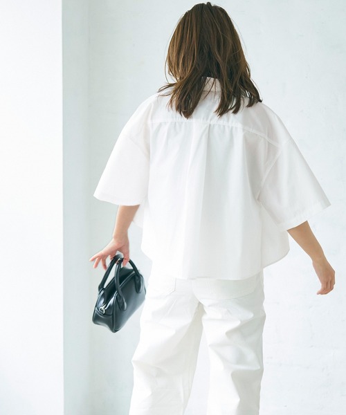 coca(coca)(コカ)の「【WEB限定セール】クロップド半袖シャツ(シャツ/ブラウス・レディース・ライトブルー/ホワイト・M/L)」の7枚目の写真