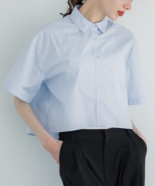 coca(coca)(コカ)の「【WEB限定セール】クロップド半袖シャツ(シャツ/ブラウス・レディース・ライトブルー/ホワイト・M/L)」の10枚目の写真