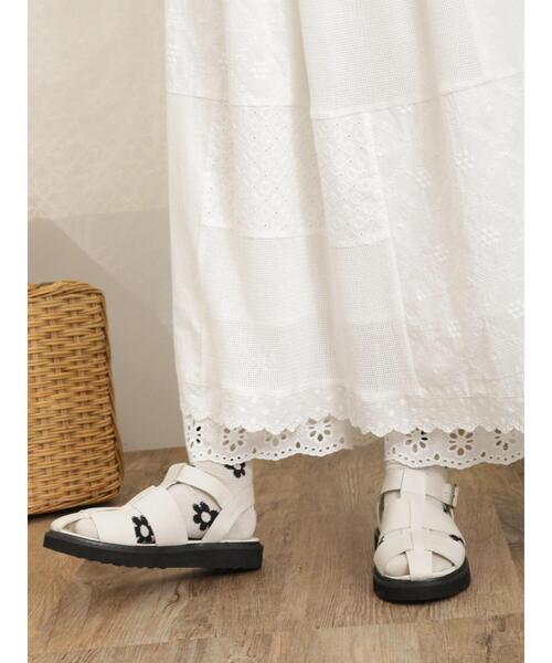 Samansa Mos2（サマンサ モスモス）の「パッチワークメッシュレーススカート（スカート・レディース・キナリ/オフホワイト/ブラック・F）」の9枚目の写真