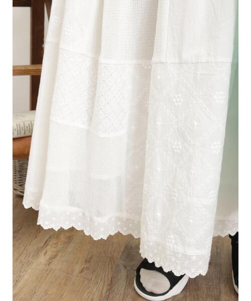 Samansa Mos2（サマンサ モスモス）の「パッチワークメッシュレーススカート（スカート・レディース・キナリ/オフホワイト/ブラック・F）」の20枚目の写真