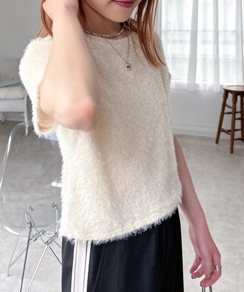 EPIMI E'PIMMY(エピミエピミー)の「シアーシャギーTシャツ(Tシャツ/カットソー・レディース・グレー/アイボリー・MEDIUM)」の1枚目の写真
