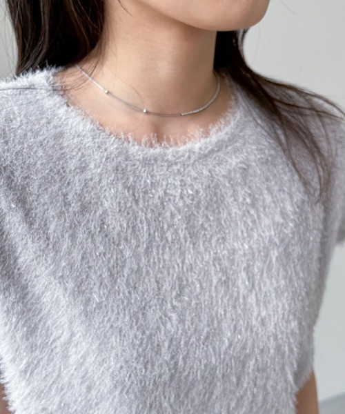 EPIMI E'PIMMY(エピミエピミー)の「シアーシャギーTシャツ(Tシャツ/カットソー・レディース・グレー/アイボリー・MEDIUM)」の3枚目の写真