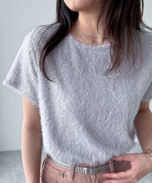 EPIMI E'PIMMY(エピミエピミー)の「シアーシャギーTシャツ(Tシャツ/カットソー・レディース・グレー/アイボリー・MEDIUM)」の14枚目の写真