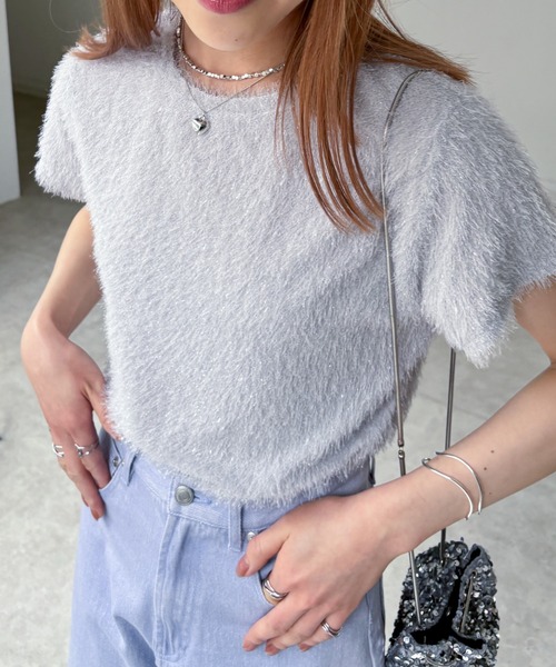 EPIMI E'PIMMY(エピミエピミー)の「シアーシャギーTシャツ(Tシャツ/カットソー・レディース・グレー/アイボリー・MEDIUM)」の17枚目の写真