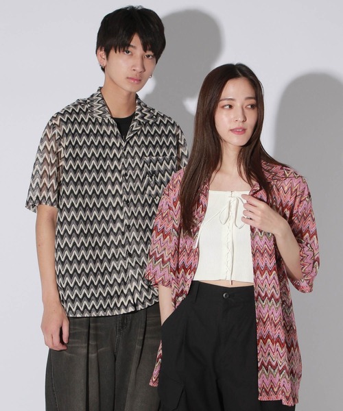 【セール】【UNISEX】エスニックレースロゴシャツ（シャツ/ブラウス）｜Anui（アニュイ）