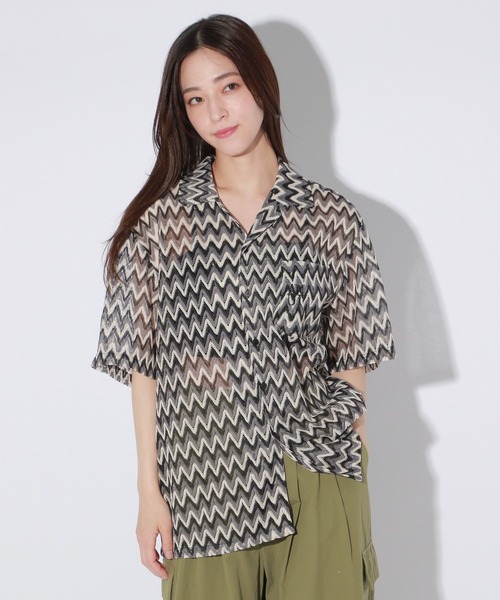 【セール】【UNISEX】エスニックレースロゴシャツ（シャツ/ブラウス）｜Anui（アニュイ）