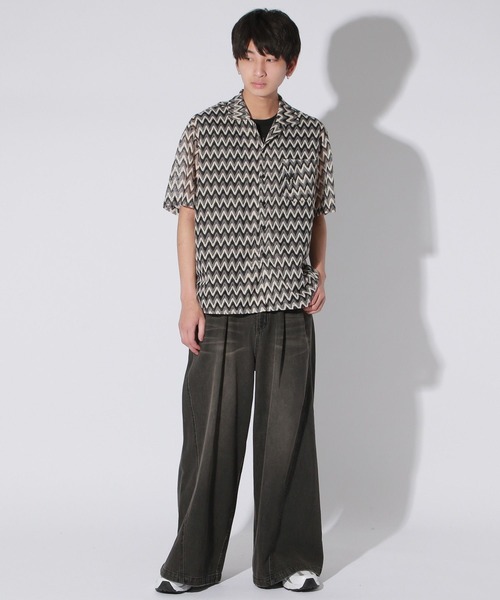 【セール】【UNISEX】エスニックレースロゴシャツ（シャツ/ブラウス）｜Anui（アニュイ）