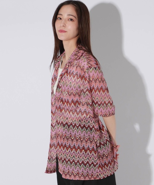 【セール】【UNISEX】エスニックレースロゴシャツ（シャツ/ブラウス）｜Anui（アニュイ）