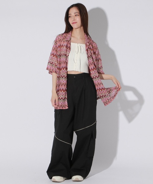 【セール】【UNISEX】エスニックレースロゴシャツ（シャツ/ブラウス）｜Anui（アニュイ）