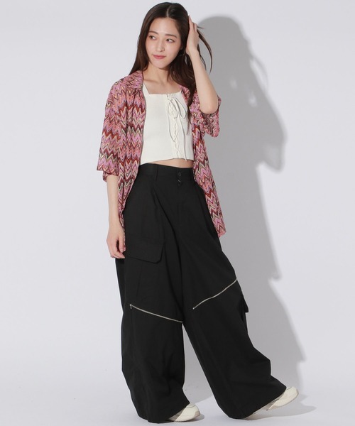 【セール】【UNISEX】エスニックレースロゴシャツ（シャツ/ブラウス）｜Anui（アニュイ）
