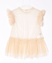 Settimissimo | ソフトチュール フリルショルダー ノースリーブ シアー プルオーバー(Tシャツ/カットソー)