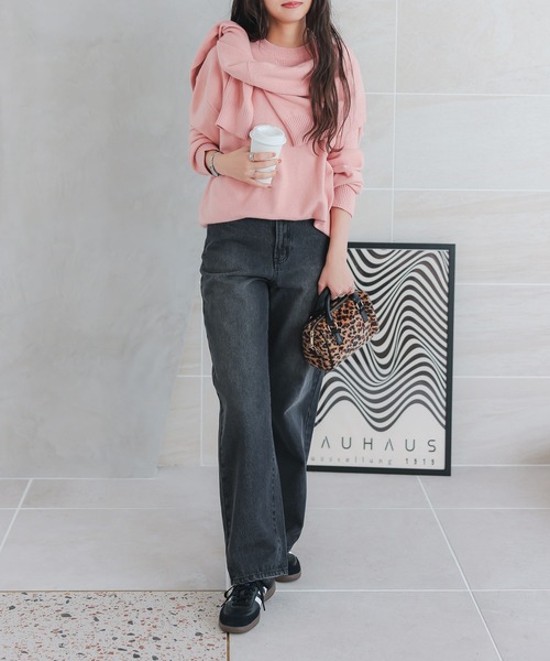 セール】低身長/高身長サイズあり 綿100%ハイウエストストレートワイド