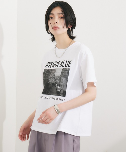 SUGAR ROSE（シュガーローズ）の「SUGAR ROSE AVENUETシャツ（Tシャツ/カットソー・レディース・ホワイト/チャコールグレー/カーキ・FREE）」の8枚目の写真