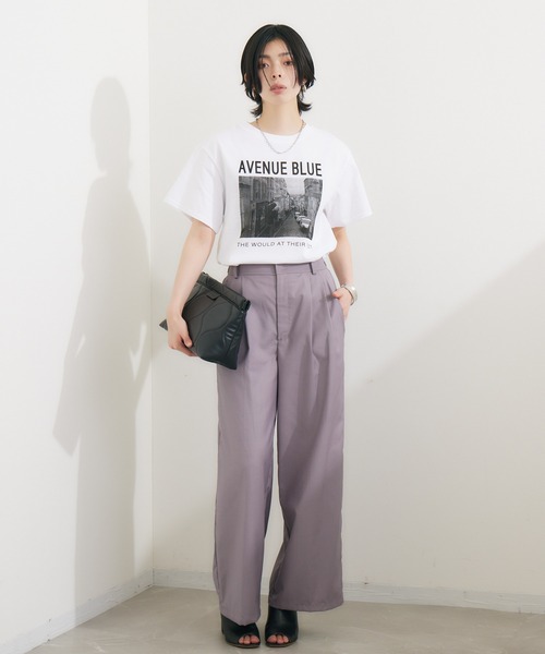 SUGAR ROSE（シュガーローズ）の「SUGAR ROSE AVENUETシャツ（Tシャツ/カットソー・レディース・ホワイト/チャコールグレー/カーキ・FREE）」の4枚目の写真