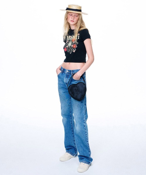 Mardi Mercredi☆CROPPED TSHIRT FLOWERMARDI BLOSSOM CROPPED TSHIRT FLOWERMARDI BLOSSOM_WHITE NAVY - MARDI MERCREDI