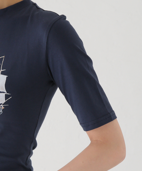 EDIT. FOR LULU（エディットフォールル）の「【YUHAN WANG/ユハン ワン】sailboats printed top（Tシャツ/カットソー・レディース・ネイビー・SMALL）」の8枚目の写真