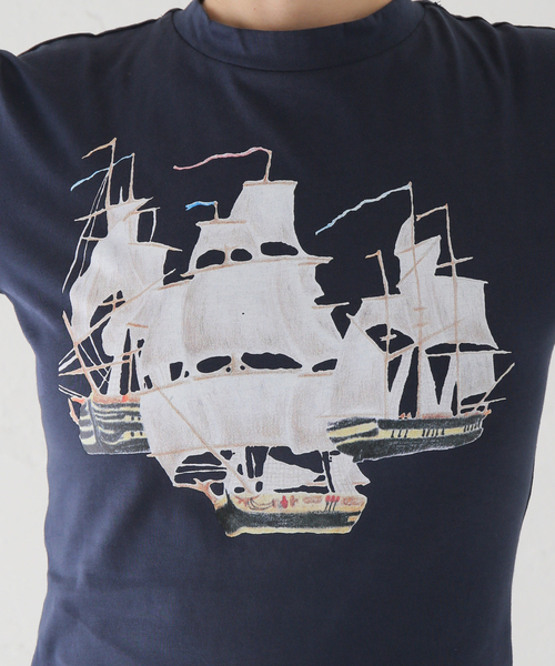 EDIT. FOR LULU（エディットフォールル）の「【YUHAN WANG/ユハン ワン】sailboats printed top（Tシャツ/カットソー・レディース・ネイビー・SMALL）」の9枚目の写真