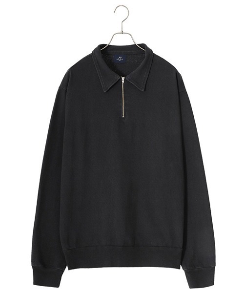 REMI RELIEF NAVY LABEL（レミレリーフネイビーレーベル）の「REMI RELIEF NAVY LABEL / レミレリーフ ネイビーレーベル：8/-天竺ハーフZIP：RN26349138AK[STD]（ポロシャツ・メンズ・ブラック/ヘザーグレー・XL/L/M）」の2枚目の写真