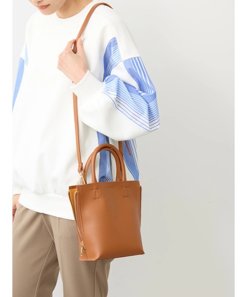 AMERICAN HOLIC(アメリカンホリック)の「サイドZIP2WAY合皮ミニBAG(エコバッグ/サブバッグ・レディース・キャメル/ブラック・FREE)」の8枚目の写真