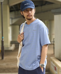 ランダムボーダー 半袖VネックTシャツ