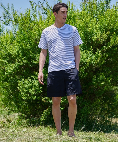 Eddie Bauer(エディーバウアー)の「ランダムボーダー 半袖VネックTシャツ(Tシャツ/カットソー・メンズ・ブラック/ホワイト/ダークベージュ/グレイッシュブルー・S/M/L/XL/XXL)」の13枚目の写真