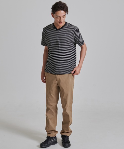 Eddie Bauer(エディーバウアー)の「ランダムボーダー 半袖VネックTシャツ(Tシャツ/カットソー・メンズ・ブラック/ホワイト/ダークベージュ/グレイッシュブルー・S/M/L/XL/XXL)」の16枚目の写真