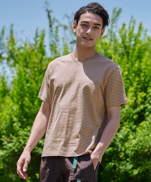 Eddie Bauer(エディーバウアー)の「ランダムボーダー 半袖VネックTシャツ(Tシャツ/カットソー・メンズ・ブラック/ホワイト/ダークベージュ/グレイッシュブルー・S/M/L/XL/XXL)」の17枚目の写真