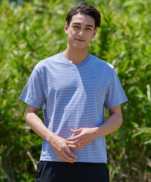 Eddie Bauer(エディーバウアー)の「ランダムボーダー 半袖VネックTシャツ(Tシャツ/カットソー・メンズ・ブラック/ホワイト/ダークベージュ/グレイッシュブルー・S/M/L/XL/XXL)」の20枚目の写真