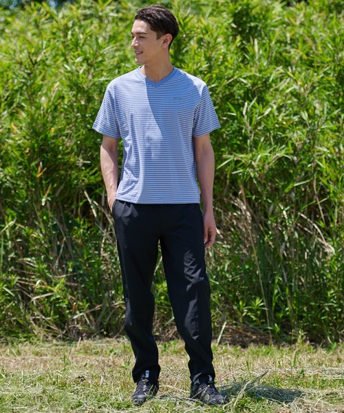 Eddie Bauer(エディーバウアー)の「ランダムボーダー 半袖VネックTシャツ(Tシャツ/カットソー・メンズ・ブラック/ホワイト/ダークベージュ/グレイッシュブルー・S/M/L/XL/XXL)」の22枚目の写真