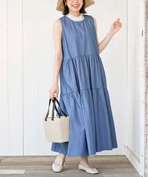 ノースリーブティアードデニムワンピース