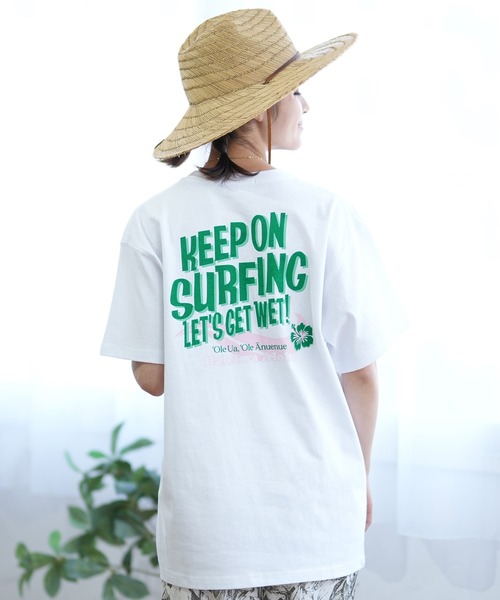 ムラサキスポーツ(ムラサキスポーツ)の「ALOHA PEOPLE/アロハピープル 半袖 Tシャツ バックプリント KEEP ON SURF MOAP24SL011(Tシャツ/カットソー・レディース・ホワイト×ブルー/ホワイト×グリーン・L/M)」の5枚目の写真