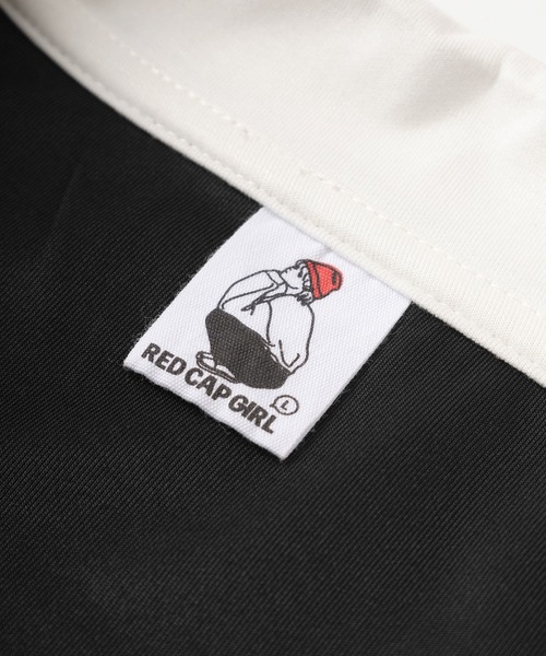Red Cap Girl（レッドキャプガール）の「【Red Cap Girl／レッドキャップガール】ワンポイント刺繍＆バックBIGガールイラストデザイン ポンチ半袖ハーフジップ/ビッグシルエット/接触冷感（ポロシャツ・メンズ・ホワイト/ブラック/サックスブルー・M/L）」の11枚目の写真