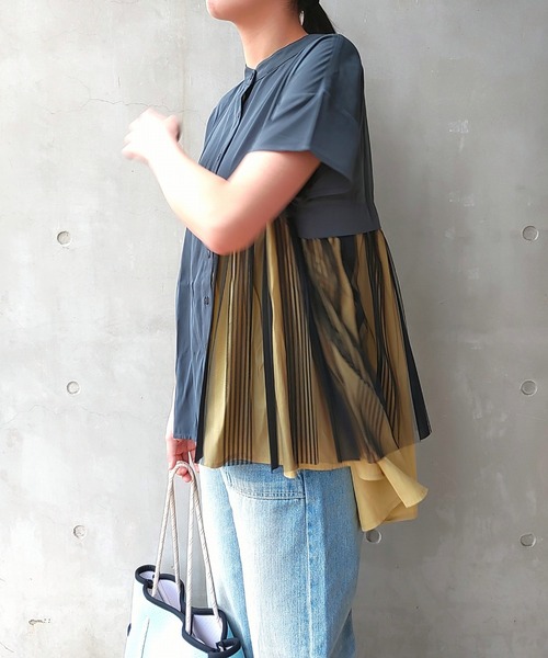 Q(キュー)の「チュール切替ブラウス(シャツ/ブラウス・レディース・ブラック/ホワイト/ホワイト系その他/チャコールグレー・MEDIUM)」の22枚目の写真