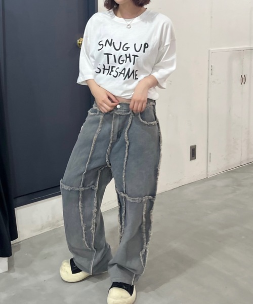 shesame(シーセム)の「フリンジ加工デニム(デニムパンツ・レディース・インディゴブルー・MEDIUM/LARGE)」の6枚目の写真