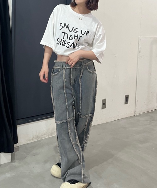 shesame(シーセム)の「フリンジ加工デニム(デニムパンツ・レディース・インディゴブルー・MEDIUM/LARGE)」の5枚目の写真