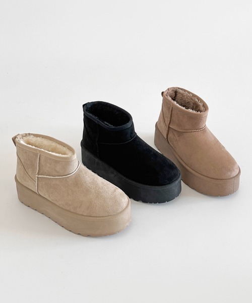 Shoes in Closet(シューズインクローゼット)の「【新色追加】軽量厚底 プラットフォーム プレーン ショート丈 ムートンブーツ 6813(ブーツ・レディース・ブラウン系その他/ブラック/ピンク/ライトベージュ・M/S/LL/L)」の21枚目の写真