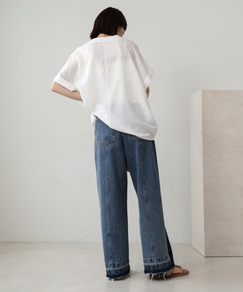 Bou Jeloud（ブージュルード）の「麻ライクキーネックブラウス（シャツ/ブラウス・レディース・イエロー/ネイビー/グリーン/ホワイト・FREE）」の11枚目の写真