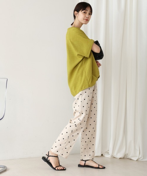 Bou Jeloud（ブージュルード）の「麻ライクキーネックブラウス（シャツ/ブラウス・レディース・イエロー/ネイビー/グリーン/ホワイト・FREE）」の17枚目の写真