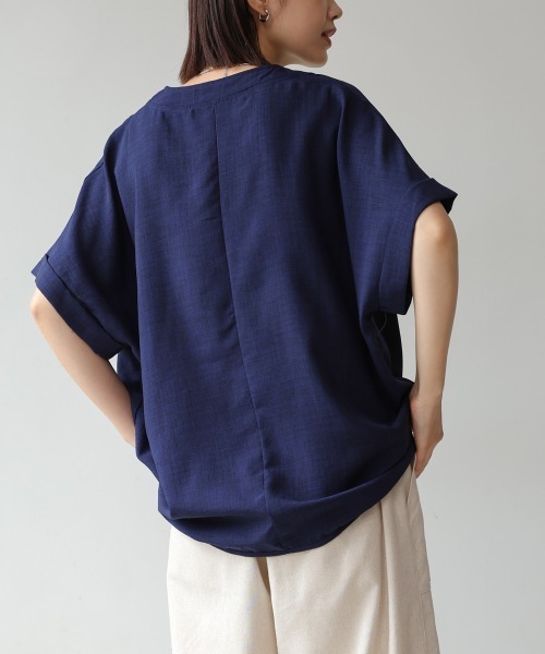 Bou Jeloud（ブージュルード）の「麻ライクキーネックブラウス（シャツ/ブラウス・レディース・イエロー/ネイビー/グリーン/ホワイト・FREE）」の20枚目の写真