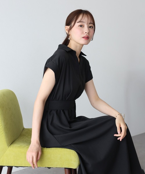 BLUEEAST（ブルーイースト）の「《お気に入り1.6万人突破！》カシュクールシャツワンピース（ワンピース・レディース・ネイビー/モカ/サックスブルー/ブラック/ブラック系/ネイビー系/チャコールグレー・MEDIUM）」の8枚目の写真