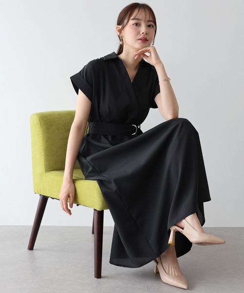 BLUEEAST（ブルーイースト）の「《お気に入り1.6万人突破！》カシュクールシャツワンピース（ワンピース・レディース・ネイビー/モカ/サックスブルー/ブラック/ブラック系/ネイビー系/チャコールグレー・MEDIUM）」の9枚目の写真